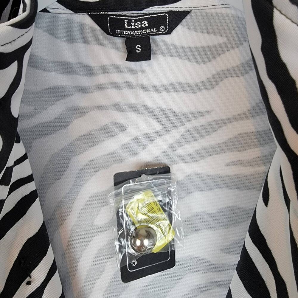 NEW Lisa International Animal Print Zebra Moto Zip Front Jacket Size Small - Picture 7 of 8